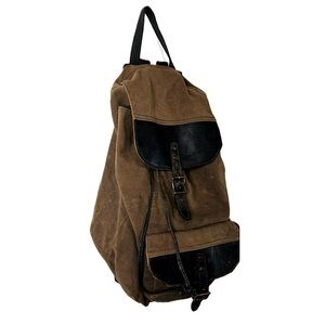 Black Rivet Leather & Waxed Canvas  backpack size Medium